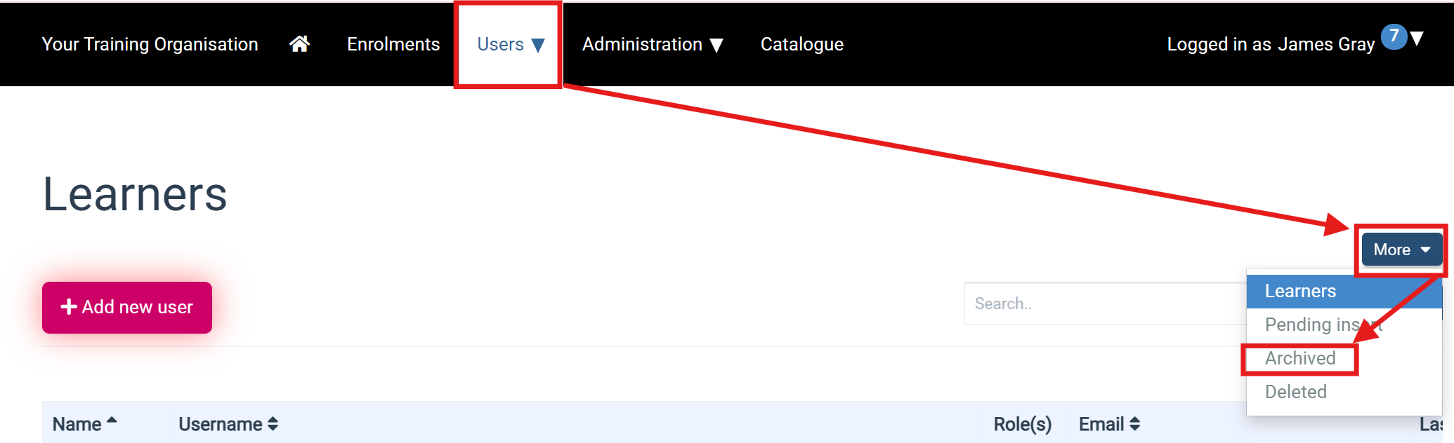 Admin toggling to archived users page.png