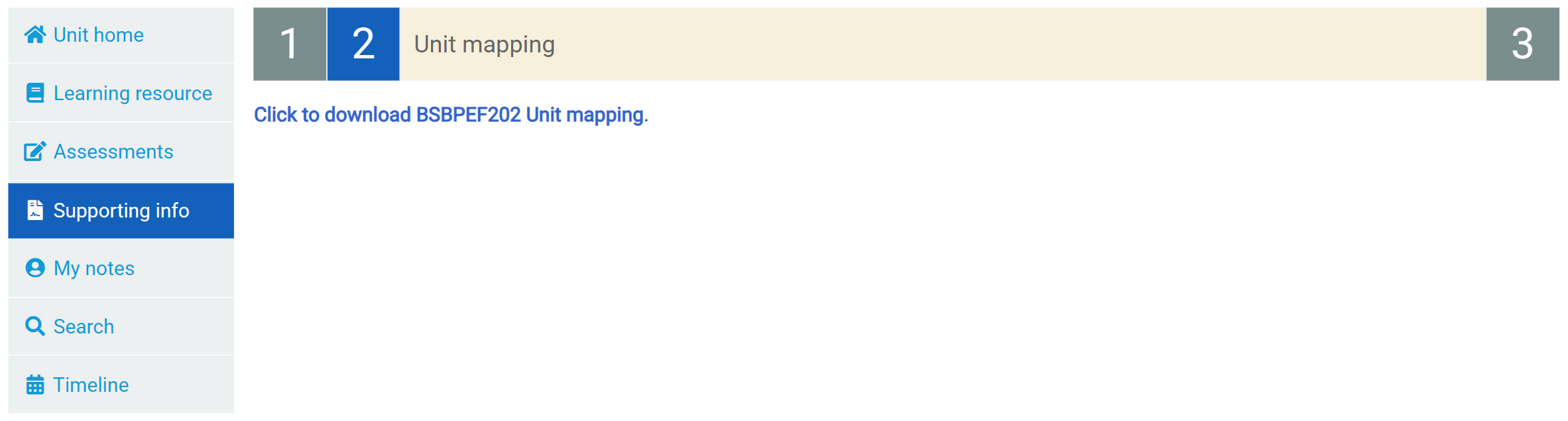 The Unit mapping page in Supporting info, which offers the mapping document as a download.